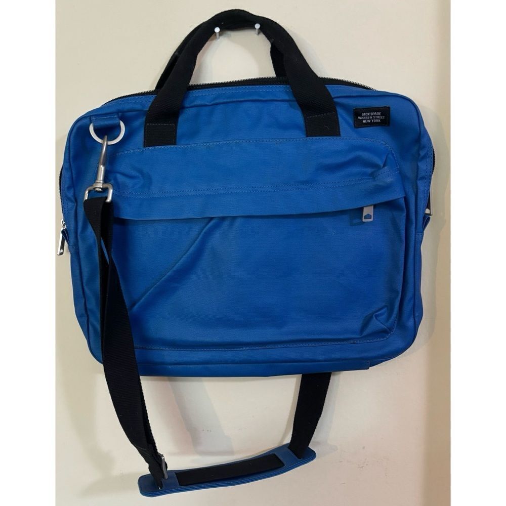 Rare Jack Spade Blue Canvas Briefcase Messenger Bag